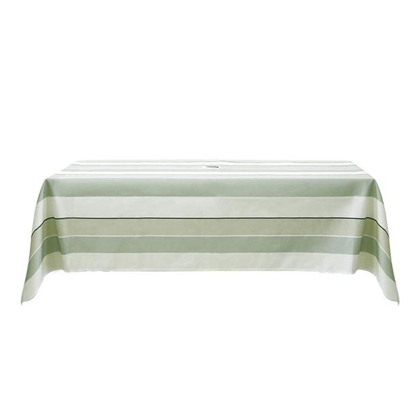 

table cloth outdoor tablecloth with umbrella hole and zipper rectangle,waterproof stripe cover for patio garden tabledecor