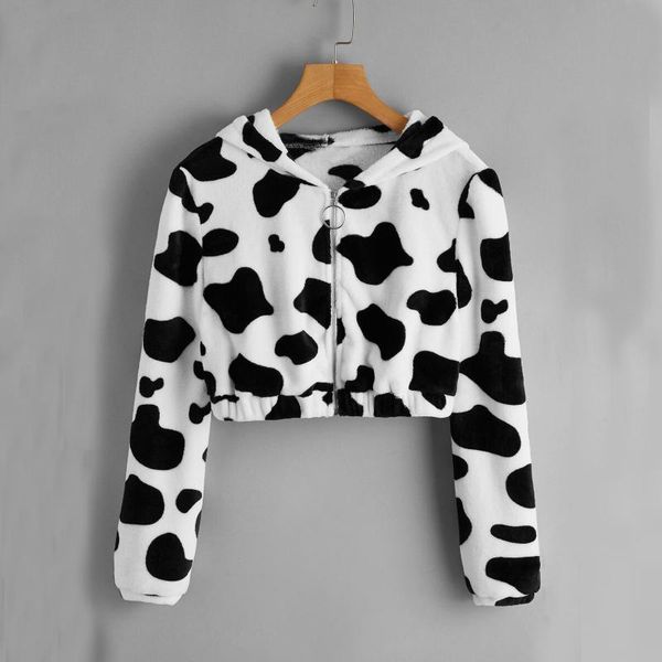

women's hoodies & sweatshirts funny women cow printed pullover long sleeve harajuku ladies hooded sweatshirt cute female spring autumn, Black