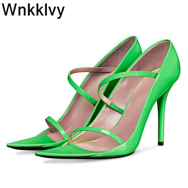 

dress shoes summer gladiator high heel sandals women pointed toe pumps narrow band stilettos party sandalias runway design female, Black