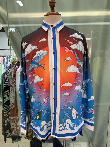 

men's casual shirts w1525 fashion 2021 runway luxury european design party style clothing, White;black