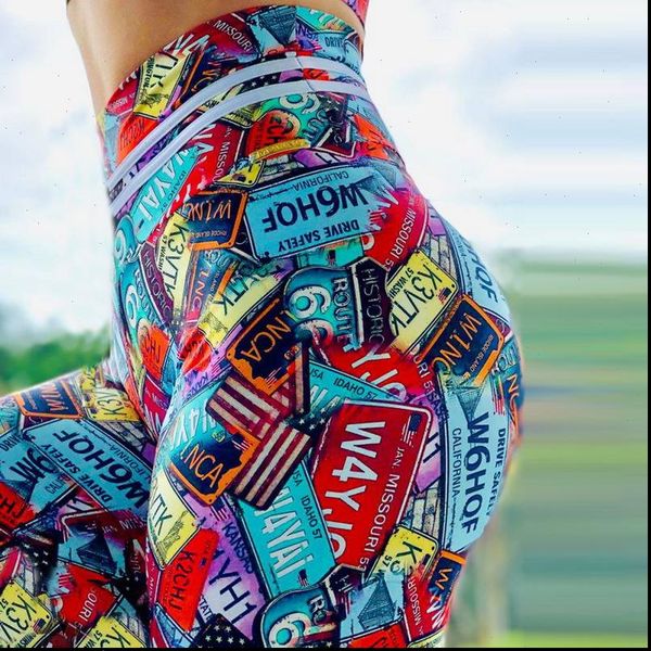 

arrival women leggings workout for running high waist sport legging digital print trousers stretch fitness pants plus size, Black