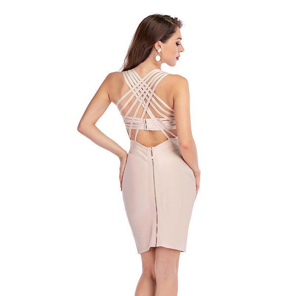 

fashion womens dresses bandage dress spandex women v neck bodycon knitted summer crisscross party club pink red ladies vestidos, Black;gray