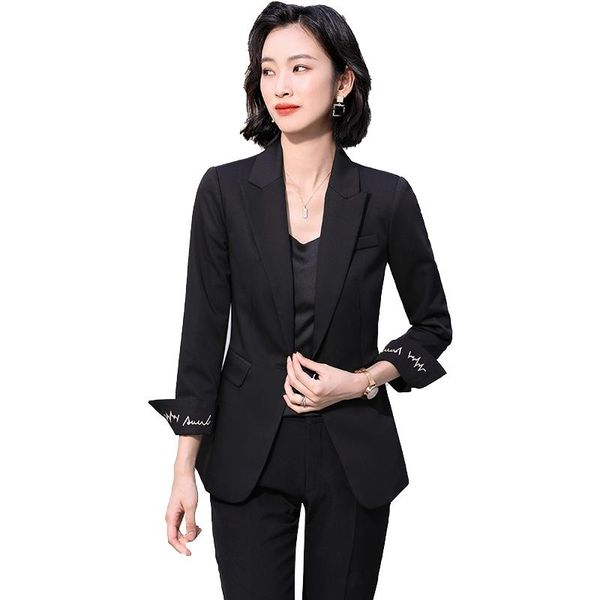 

women's two piece pants 2021 arrival fashion women ladies pant suit black korean design latest business 2 set womens, White