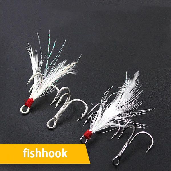 

10pcs fishhooks strengthening the style feathered fishing hook iron three gear high cost performance hooks