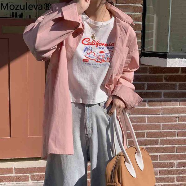 

molulent casual released blouses 2021 spring will see minimalist single-breasted women's large blue shirts, White