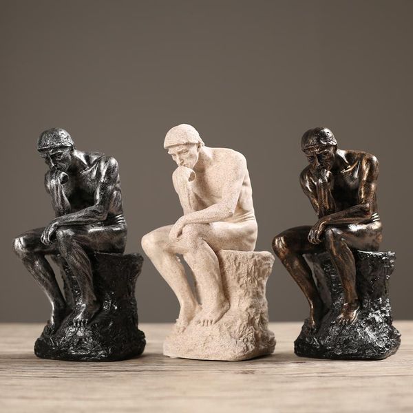 

nordic resin sandstone thinker figurine ornamentscreative decoration home studio living room retro office gifts decorative objects & figurin