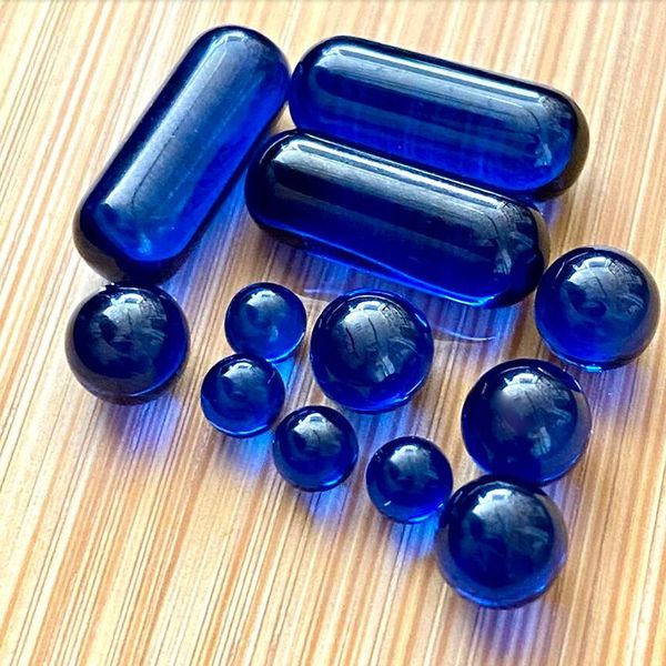 Safira Azul Spining Terp Pearl Pill Fumar Bola 4mm 6mm 8mm 6mm * 15mm Dab Inserir Bead para banger de quartzo Rig Nail Glass Bongs