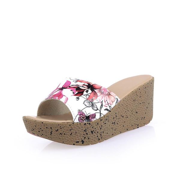 

slippers sandals women shoes genuine leather slipper high heel woman platform wedges sexemara chaussure homme summer, Black