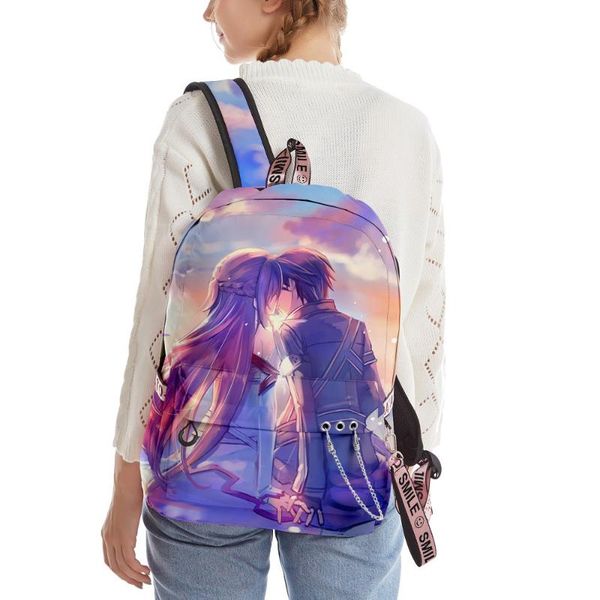 

backpack 2021 3d print sword art online schoolbag men/women shoulder travel bag fashion harajuku teenage