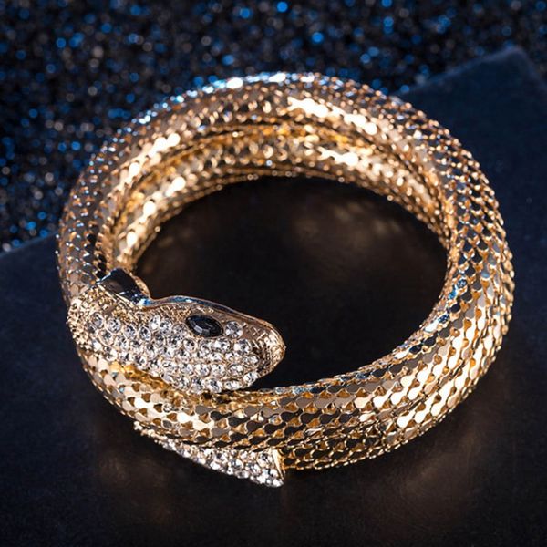 1pc popolare punk color oro braccialetto serpente retrò club serpente braccialetto a spirale parte superiore del braccio polsino bracciale braccialetto braccialetto gioielli regali