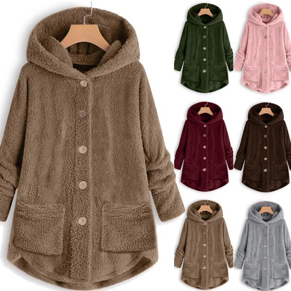 

women's fleece coat large size winter jacket women fleece sweater warm faux fur jacket hoodie jacket womenn s-5xl zy, White;black