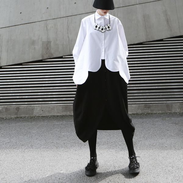 

blouses msxu home-made, ragged, extra-wide hoop shirts in white ladies'shirts.