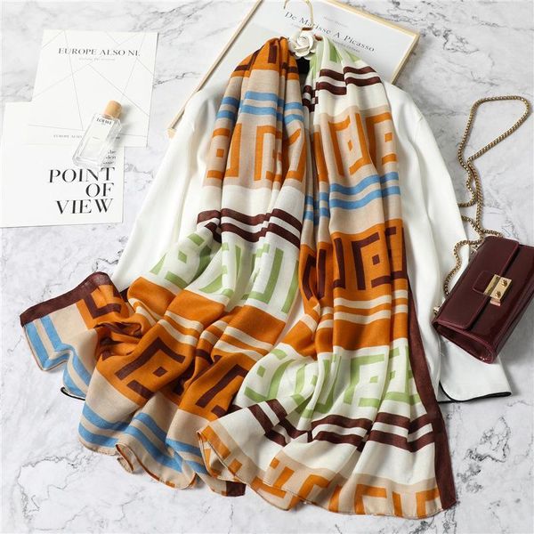 

scarves 2021 ladies soft oversized colorful scarf shawl plaid printing color four seasons warm travel decoration, Blue;gray