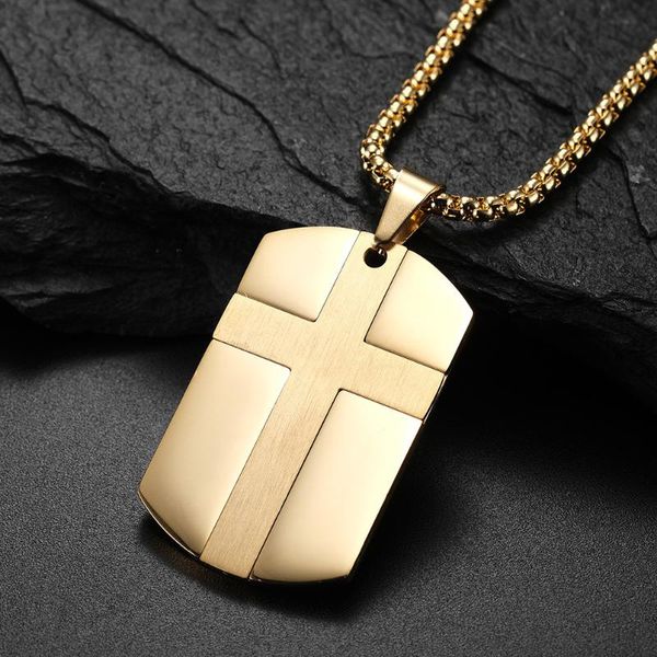 

pendant necklaces cross & pendants for men stainless steel gold colour male prayer jewelry friend gift, Silver