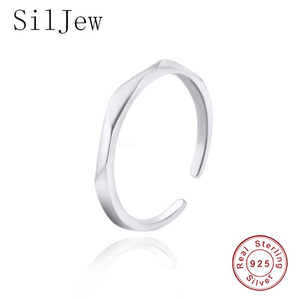 

siljew 2021 925 sterling opening s size wave gift for women silver 925 resizable ring jewelry, Slivery;golden