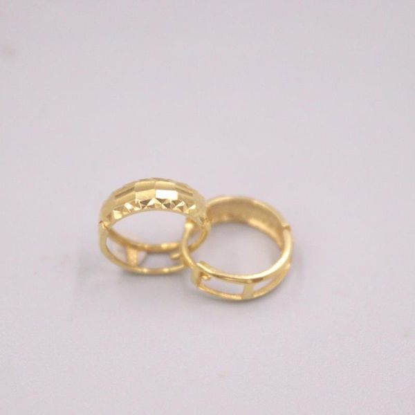 

hoop & huggie real pure 18k yellow gold earrings carved hollow 1.9g for men woman lucky gift, Golden;silver