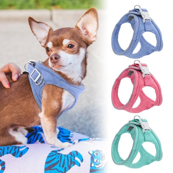 

dog collars & leashes reflective vest pet harness for small medium dogs soft breathable summer harnesses chihuahua size xs-l