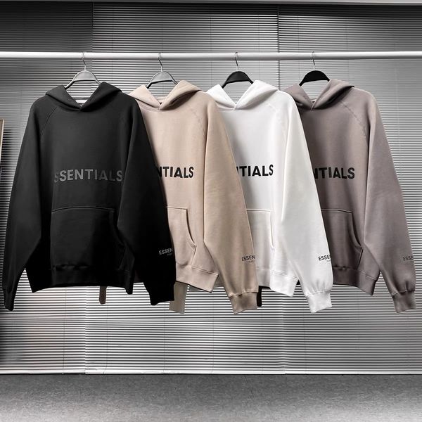 

designer warm fear winter of mens hoodies god 3m reflective essentials silicone letters print sweatshirts casual fog men womens hoodie fg jo, Black