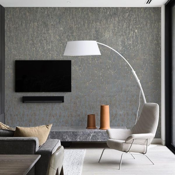 

wallpapers my wind 0.91*5.5m/roll sky grey color cork metallic wallpaper living room dector