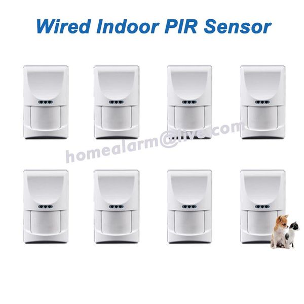

alarm systems 8pcs/lot wired pir motion detector indoor pet immune sensor for home intrusion alarme systems,