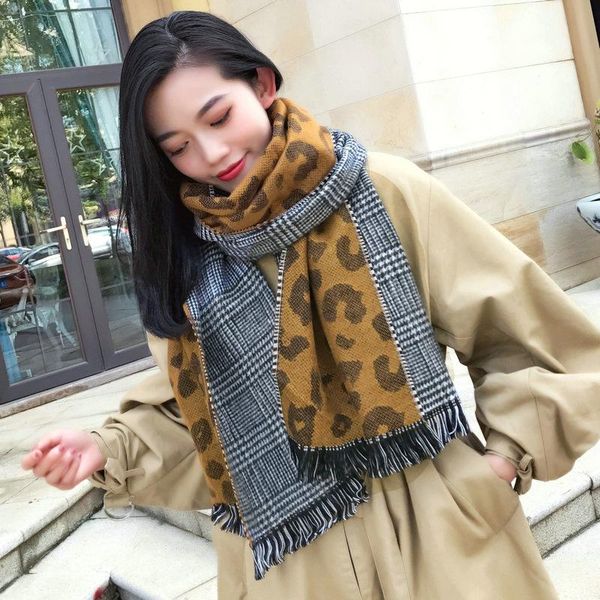 

houndstooth leopard cashmere scarf in autumn / winter 2021 scarves, Blue;gray