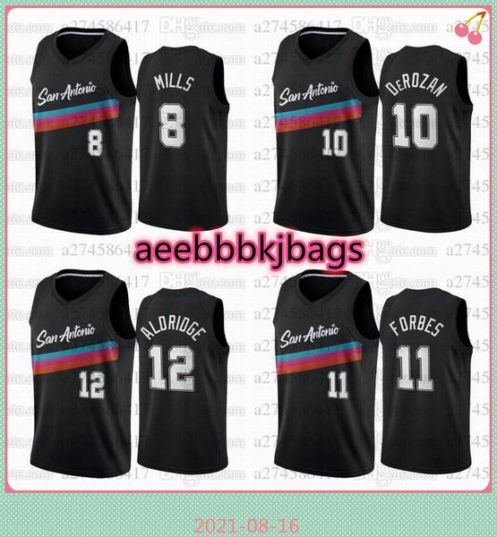 

men basketball jersey 10 derozan 8 mills 9 parker black city, Black;red