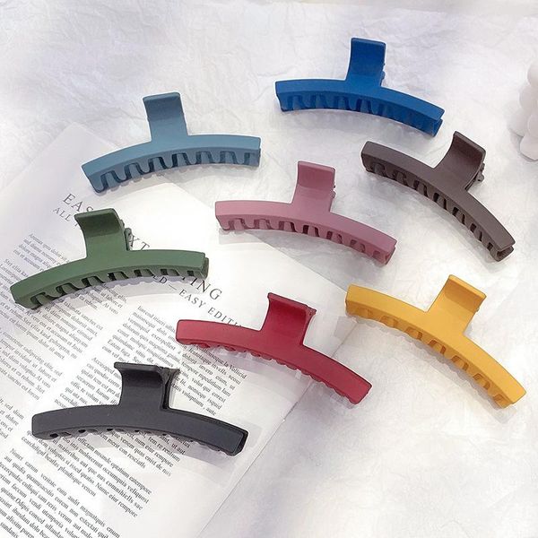 

simple solid large hair acrylic matte hairpins crab clip headwear barrette for women girls bath makeup accessories, Slivery;white