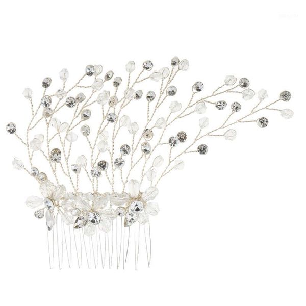 

delicate crystal rhinestone flower branches hair comb bride accessory1