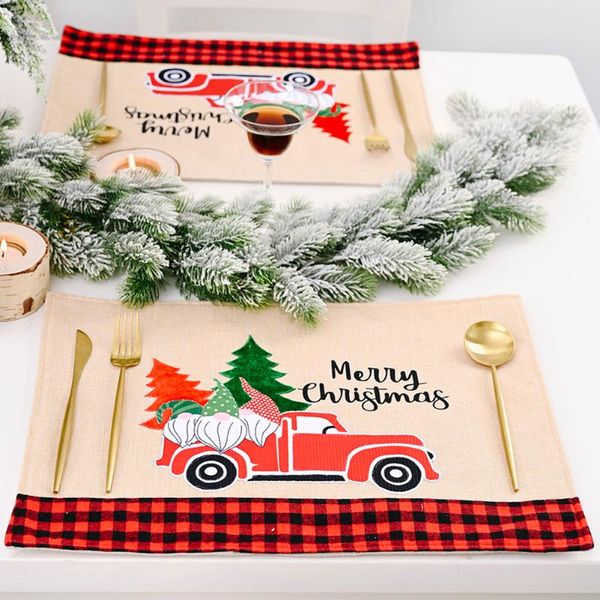 

mats & pads christmas placemat forest old man car xmas tree printed tablecloth table mat for party banquet decoration runner