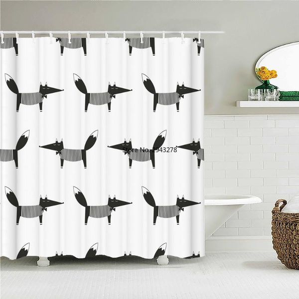 

shower curtains cartoon bath curtain waterproof fabric black white simple lovely cat dog bathtub screen for bathroom home decor