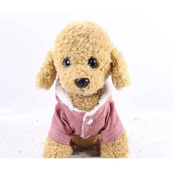 

dog apparel pets clothes corduroy jumpsuit pet outfit cloth winter warm coat with buttons and pocket for small dogs