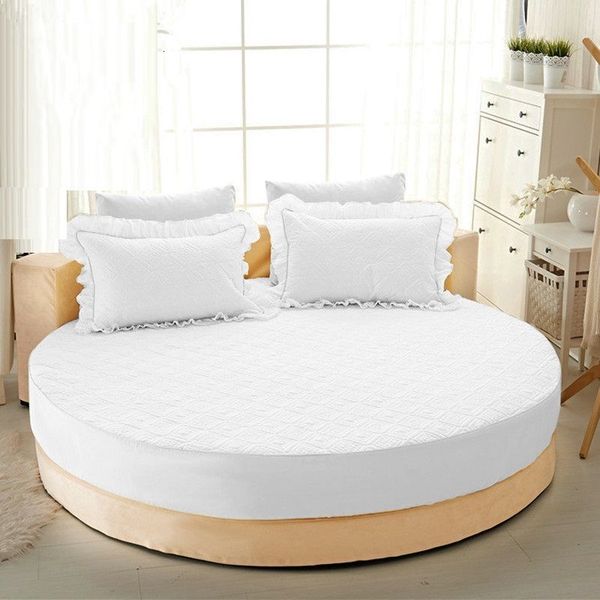 

bedding sets 100% cotton round fitted sheet round bedspread non-slip mattress cover romantic solid color rqsd
