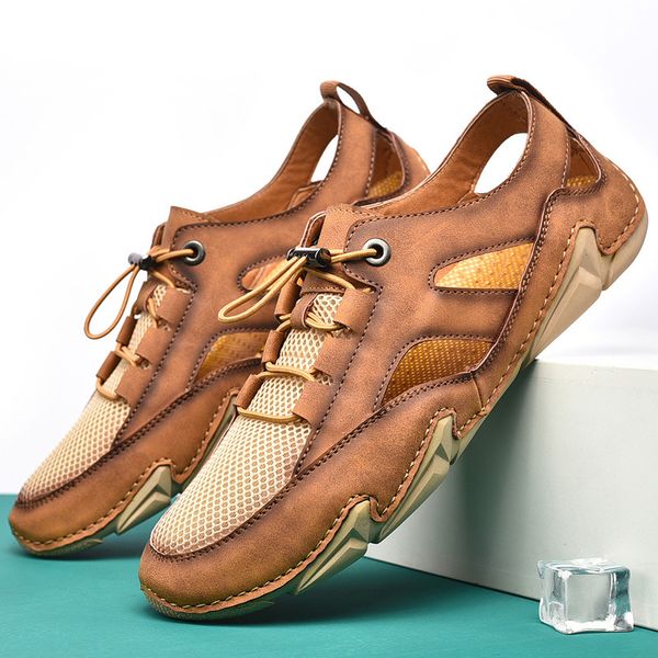 

464748 size summer new mens mesh shoes breathable casual fashion sandals outdoor large size mesh upstream shoes men, Black