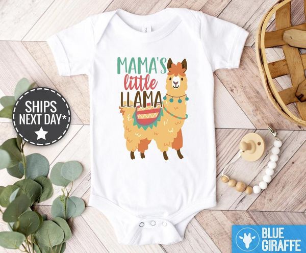 

rompers baby boy clothes mama's little llama toddler shirt hipster girl bodysuit, Blue