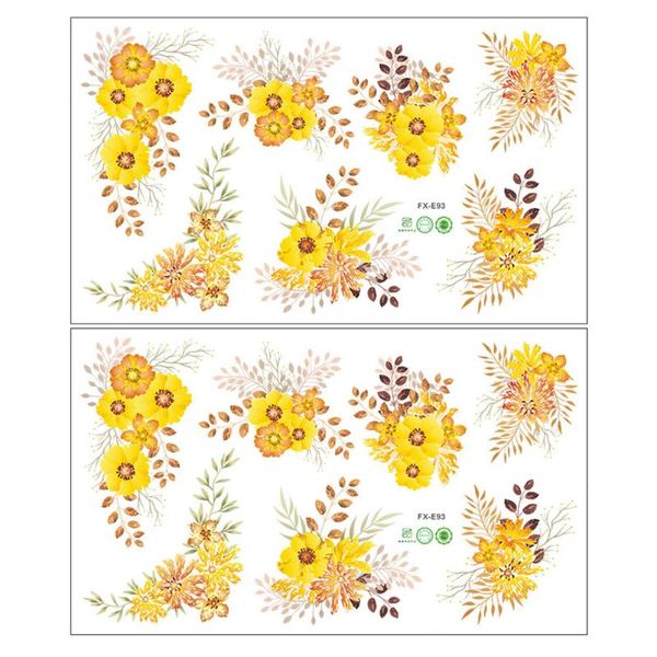 Muurstickers 2 STUKS Decoratieve Kleine Gele Bloem Decals Home Mooi zelfklevend