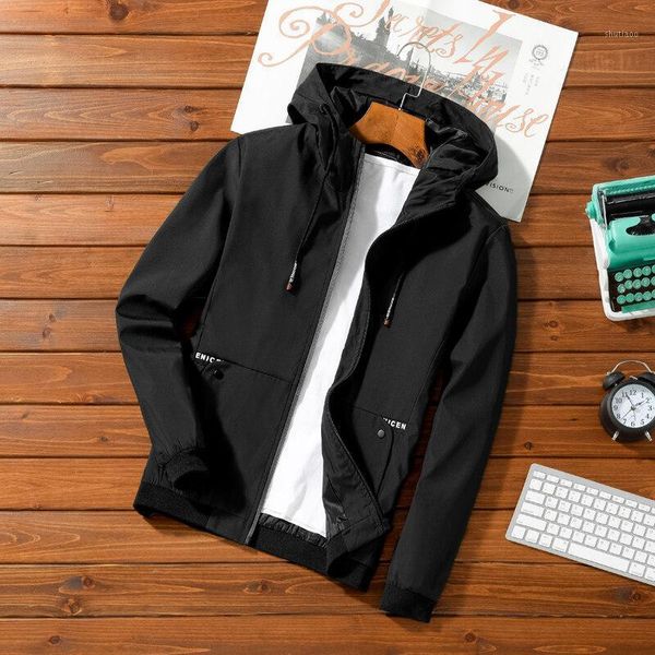 

men's jackets lightweight softshell bomber jacket causal hooded coat male slim fit long sleeve zipper windbreaker spring fall outerwear, Black;brown