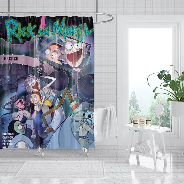 

traveling in space with animated character patterns, 3d printed shower curtain, waterproof, antifouling and durable, fine workmanship