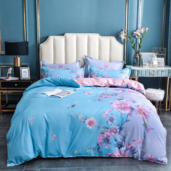 

bedding sets a/b double-sided set home textile blue flowers pattern simplicity bed sheet duvet quilt cover pillowcase oceania