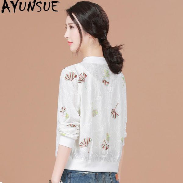 

women's jackets ayunsue spring summer jacket women casual white embroidered korean coat female short chaquetas mujer 2021 d6326 kj2570, Black;brown