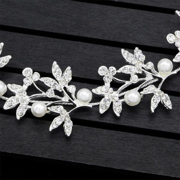 

hair clips & barrettes l93f bride headwear accessories wedding women pearl leaf headband jewelry alloy, Golden;silver