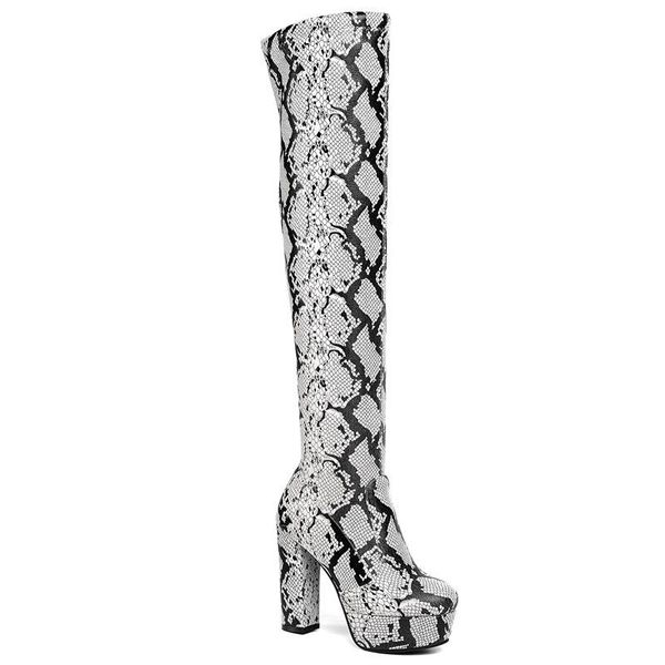 

boots fall 2021 platform thick heel high knee women's large size 40-43 knight, Black