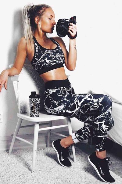 

women's leggings printed stylish tights bustier suit black mry7934
