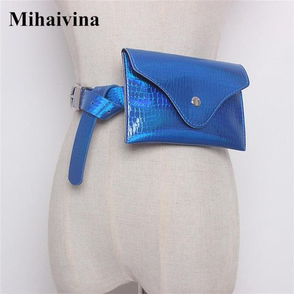 

mihaivina fashion women waist pack attractive laser bag chromatic pu leather belt bags fanny girl pouch phone