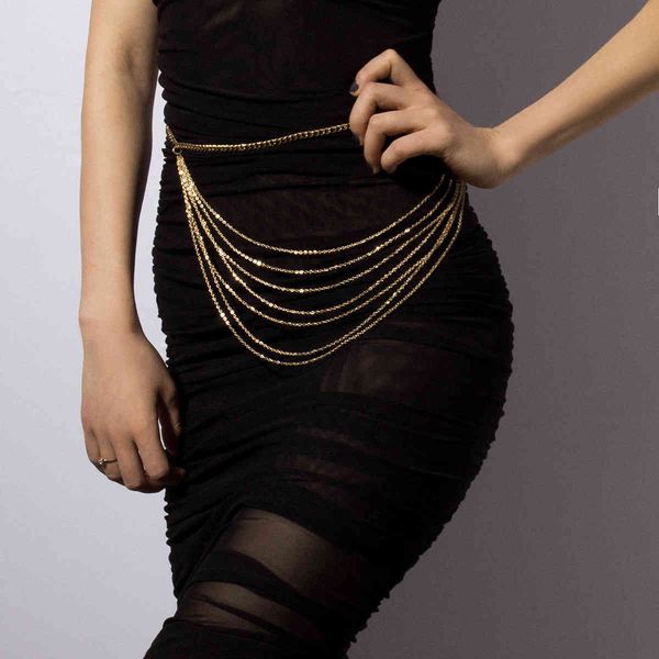 

jewelry personality simple u-shaped geometric body chain exaggerated multi-layer chain tassel waist chain female, Silver