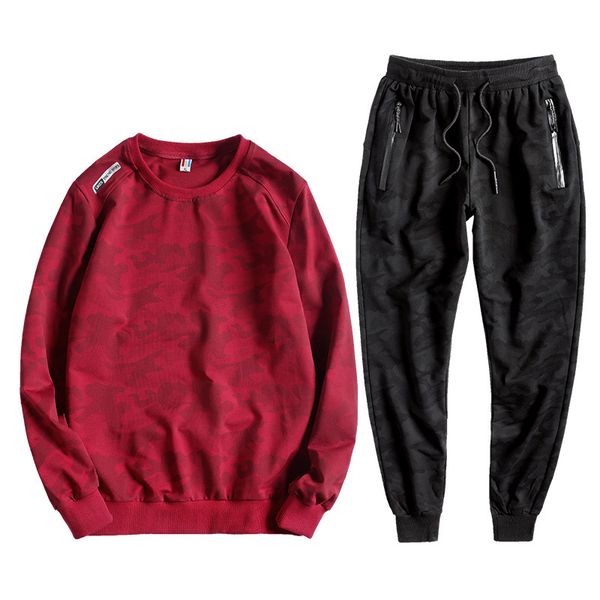 

men's tracksuits amberheard moda primavera outono masculino terno esportivo moletom + pant camuflagem sportwear duas peÃ§as conjunto par, Gray