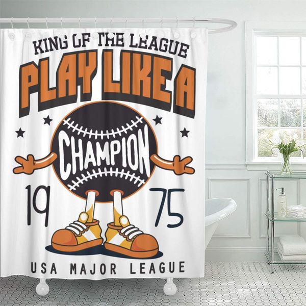 

zhhld shower curtain kids tee baseball character vintage rugby college varsity american shower curtains sets with 12 hooks 72 x