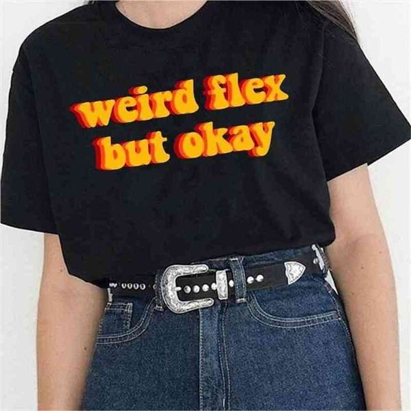 

weird flex but okay letter print tshirt summer fashion 210512, White