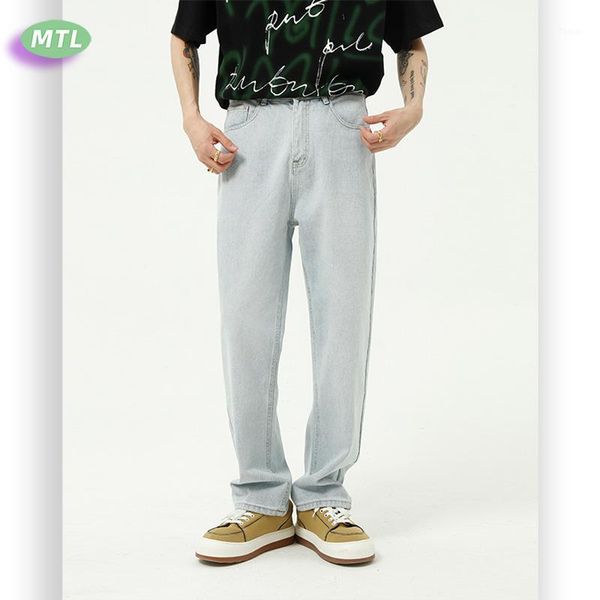 

clothing | 2021 summer light blue ground white basic simple jeans men's slim pants
