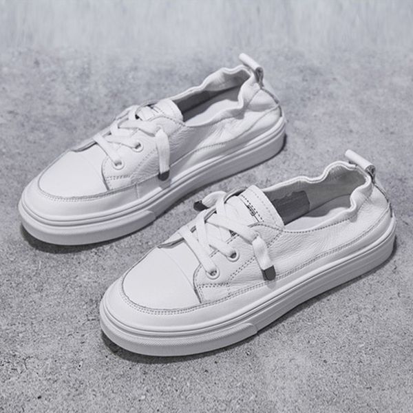 

genuine leather shoes women flats casual woman white sneakers cow leather female footwear soft comfortable a1535