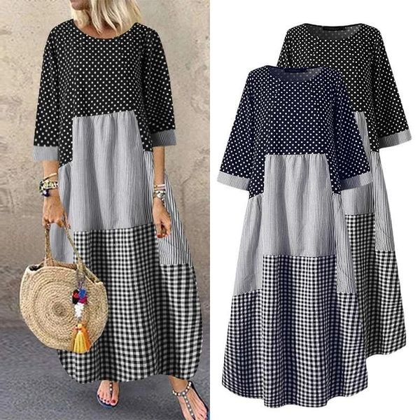 

casual dresses women dress 2021 style female cross-border independent station autumn products plaid stitching for ladies, Black;gray